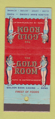 Matchbook Cover - Golden Bank Casino girlie Reno NV 30 Stick