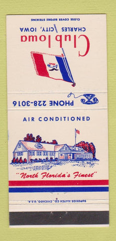 Matchbook Cover - Club Iowa Charles City IA 30 Strike