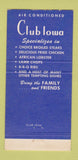 Matchbook Cover - Club Iowa Charles City IA 30 Strike