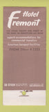 Matchbook Cover - Hotel Fremont Las Vegas NV casino 30 Stick
