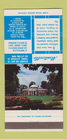 Matchbook Cover - Monticello Keller George Jewelry Charlottesville VA 30 Strike