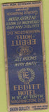 Matchbook Cover - Ebbitt Hotel Washington DC Union Quality BOBTAIL WORN