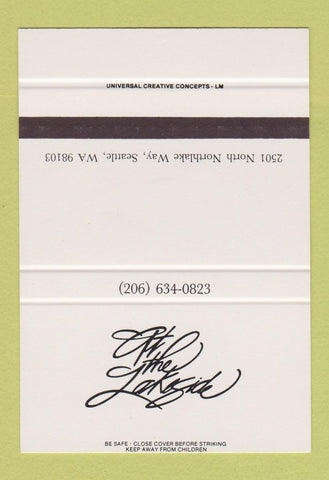 Matchbook Cover - At the Lakeside Seattle WA SAMPLE 40 Strike