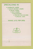 Matchbook Cover - Wams Inc San Francisco CA Plastic Film 40 Strike