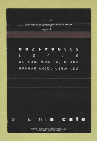 Matchbook Cover - Santa Cafe Sante Fe NM 40 Strike