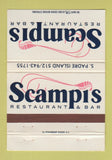 Matchbook Cover - Scampi's Restaurant Bar South Padre Island TX 40 Strike