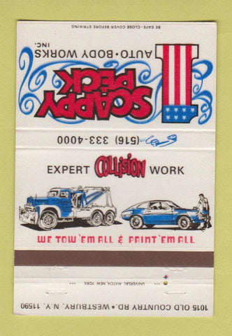 Matchbook Cover - Scrappy Peck Auto Body Westbury NY 40 Strike