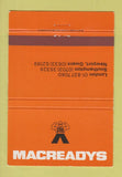 Matchbook Cover - Macreadys Newport Gwent London UK England 40 Strike