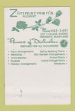 Matchbook Cover - Zimmerman's Flowers Frederick MD 40 Strike