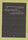Matchbook Cover - Classics After Six Restaurant Houston TX 40 Strike