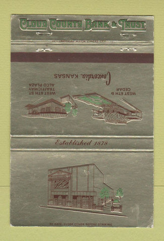Matchbook Cover - Cloud County Bank Trust Concordia KS 40 Strike