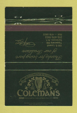 Matchbook Cover - Coleman's Syracuse NY 40 Strike