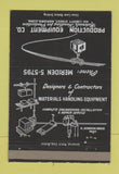 Matchbook Cover - Production Equipment Materials Handling Meriden CT 40 Strike