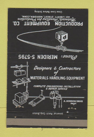 Matchbook Cover - Production Equipment Materials Handling Meriden CT 40 Strike