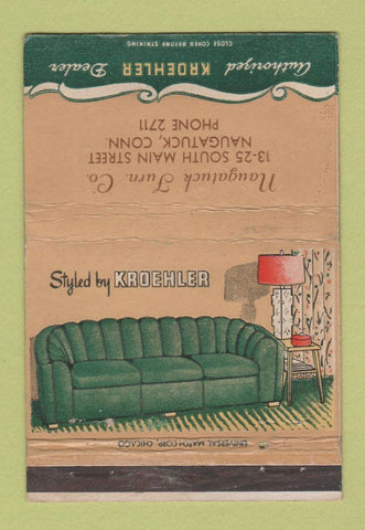 Matchbook Cover - Kroehler Furniture Naugatuck CT WEAR 40 Strike