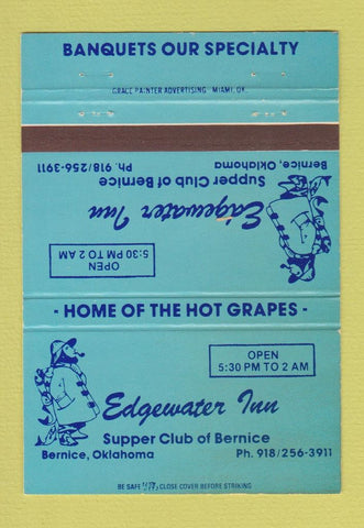 Matchbook Cover - Edgewater Inn Bernice OK 40 Strike
