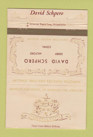 Matchbook Cover - Hamilton Watches David Schpero Derby Milford CT 40 Strike