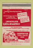 Matchbook Cover - Carpentier's Restaurant East Norwalk CT WEAR 40 Strike