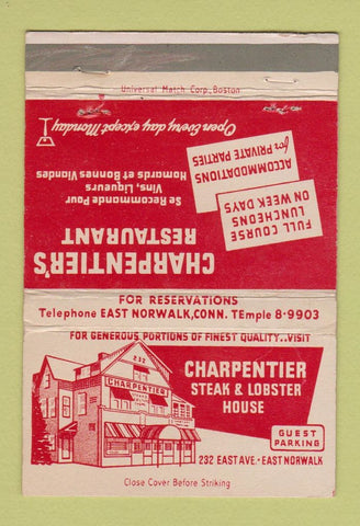 Matchbook Cover - Carpentier's Restaurant East Norwalk CT WEAR 40 Strike