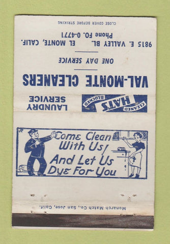 Matchbook Cover - Val Monte Cleaners El Monte CA WEAR 40 Strike