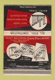 Matchbook Cover - Ballymore Ladders  Wayne PA WEAR 40 Strike