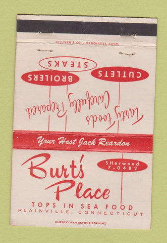 Matchbook Cover - Burt's Place Plainville CT 40 Strike