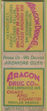 Matchbook Cover - Aragon Drugs Chicago IL Safety First BOBTAIL