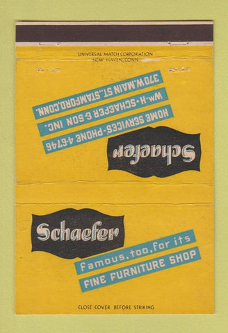 Matchbook Cover - Schaefer Furniture Stamford CT 40 Strike