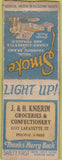 Matchbook Cover - Knierim Grocery Safety First BOBTAIL