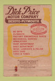 Matchbook Cover - Dick Price DeSoto Plymouth Dallas TX WEAR 40 Strike
