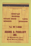 Matchbook Cover - Adams Podoloff West Haven CT Hardware 40 Strike