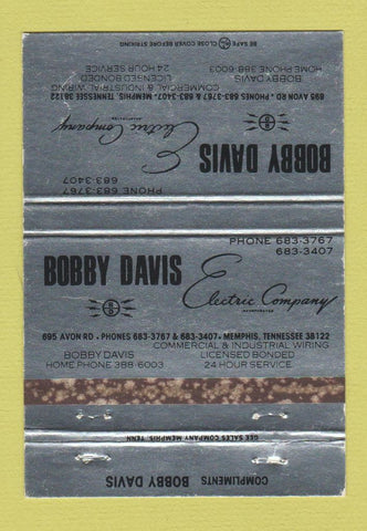 Matchbook Cover - Bobby Davis Electric Memphis TN  WEAR 40 Strike