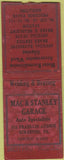 Matchbook Cover - Mac Stanley Garage Scranton PA Safety First BOBTAIL WEAR