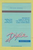 Matchbook Cover - Dixie Bar Grill Chicago IL TEAL 40 Strike