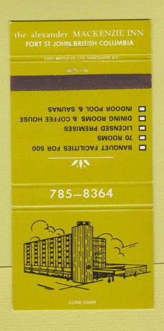 Matchbook Cover - Mackenzie Inn Fort St John BC 30 Strike