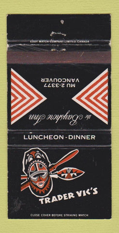 Matchbook Cover - Trader Vic's Tiki Bayshore Inn Vancouver BC WEAR 30 Strike