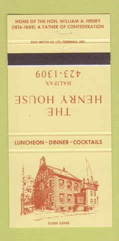 Matchbook Cover - The Henry House Halifax NS 30 Strike