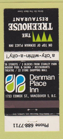 Matchbook Cover - Denman Place Inn Treehouse Restaurant Vancouver BC 30 Strike