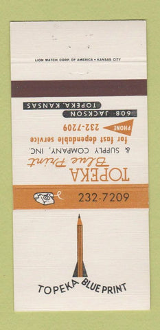Matchbook Cover - Topeka Blue Print Supply KS 30 Strike