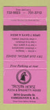 Matchbook Cover - Trojan Horse Pizza Vancouver BC 30 Strike