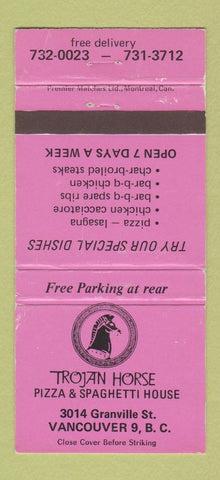 Matchbook Cover - Trojan Horse Pizza Vancouver BC 30 Strike