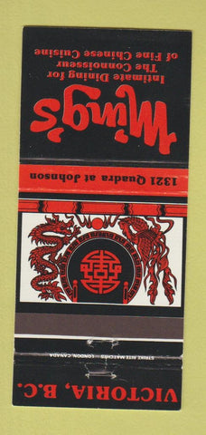 Matchbook Cover - Ming's Chinese Restaurant Victoria BC 30 Strike