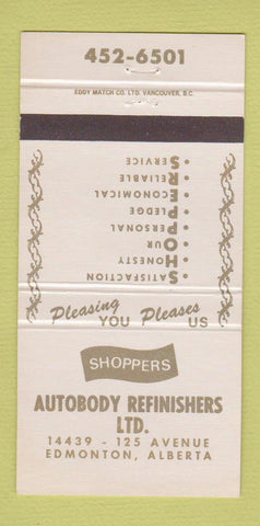 Matchbook Cover - Shoppers Auto Body Refinishing Edmonton AB 30 Strike