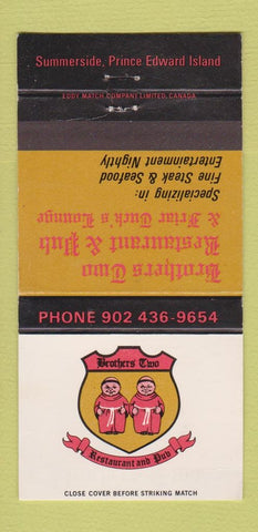 Matchbook Cover - Brothers Two Restaurant Summerside PE PEI 30 Strike