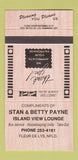 Matchbook Cover Stan & Betty Payne Island View Lounge Fleur De Lys NF 30 Strike