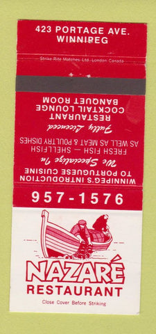 Matchbook Cover - Nazare Restaurant Winnipeg MB 30 Strike