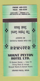 Matchbook Cover - Mount Peyton Hotel Grand Falls NF 30 Strike