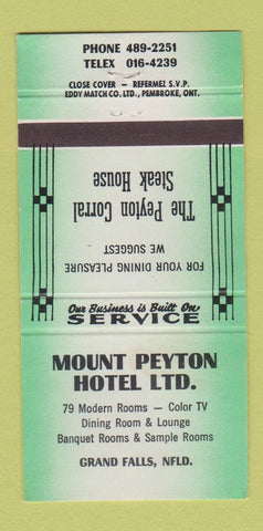 Matchbook Cover - Mount Peyton Hotel Grand Falls NF 30 Strike