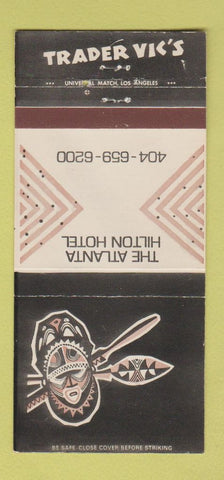 Matchbook Cover - Trader Vic's Tiki Atlanta Hilton GA WEAR 30 Strike