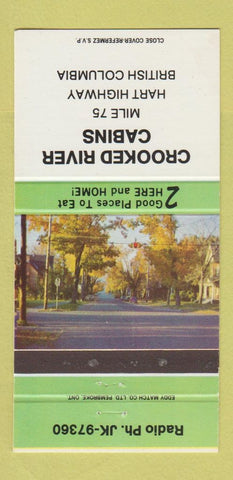Matchbook Cover - Crooked River Cabins Hart Highway BC 30 Strike